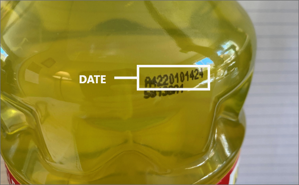 Date location on a product bottle