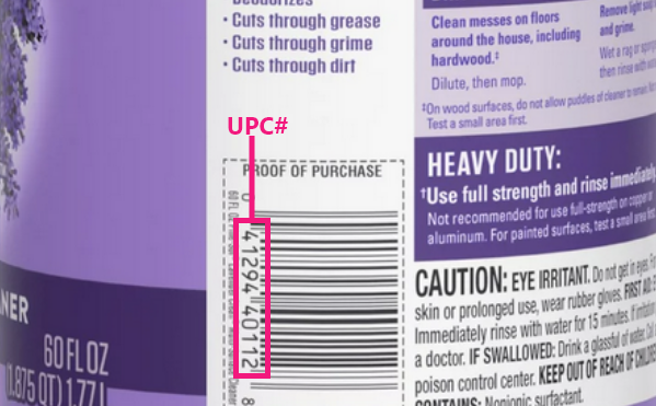 UPC location on a product label